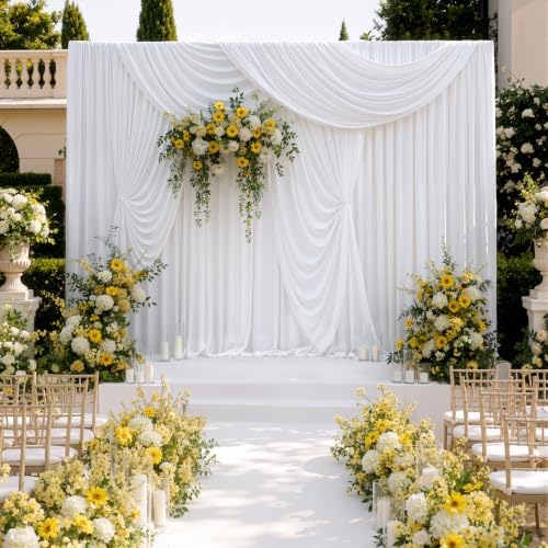 20x10FT White Backdrop Curtains, Polyester Back Drop for Parties in 20x10FT