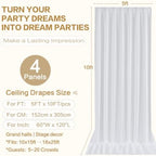 20x10FT White Backdrop Curtains, Polyester Back Drop for Parties in 20x10FT, alternate view 6