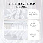 20x10ft White Glitter Backdrop Curtain for Parties, Wrinkle Free Satin Photo Backdrop Drapes 4 Panels 5x10FT, alternate view