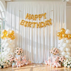 20x10ft White Glitter Backdrop Curtain for Parties, Wrinkle Free Satin Photo Backdrop Drapes 4 Panels 5x10FT, alternate view