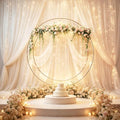20x10ft White Tulle Backdrop Curtain with Lights String for Parites, Sheer Backdrop Curtains for Wedding Baby