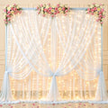 20x10ft White Tulle Backdrop Curtains with Lights String for Parties, Wrinkle Free Sheer Curtain with Lights