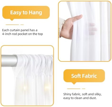 20x10ft White Tulle Backdrop Curtains with Lights String for Parties, Wrinkle Free Sheer Curtain with Lights, alternate view