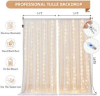 20x10FT White Wrinkle Free Backdrop Curtains with Lights String for Parties - Photo Curtain Backdrop with Lights, alternate