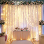 20x10FT White Wrinkle Free Backdrop Curtains with Lights String for Parties - Photo Curtain Backdrop with Lights, alternate