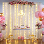 20x10FT White Wrinkle Free Backdrop Curtains with Lights String for Parties - Photo Curtain Backdrop with Lights, alternate