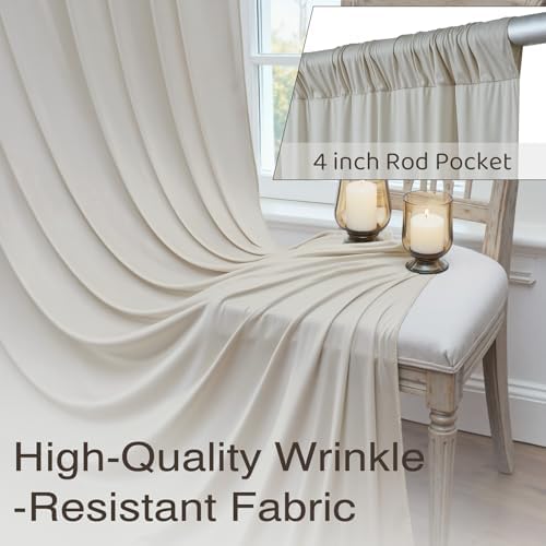 20x10ft Wrinkle Free Beige Backdrop Curtains for Parties, 4 Panels 5x10ft Silky Polyester Photo Backdrop Drapes, alternate