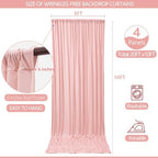 20x10ft Wrinkle Free Blush Pink Backdrop Curtain for Parties Soft Fabric Drapes Wedding Pink Curtain Backdrop, alternate view