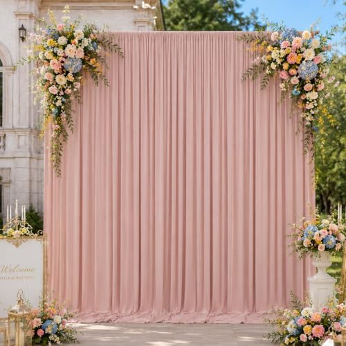 20x10ft Wrinkle Free Dusty Pink Backdrop Curtains for Parties, 4 Panels 5x10ft Silky Polyester Photo Backdrop, alternate view