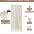 20x10ft Wrinkle Free Ivory Backdrop Curtain for Parties Soft Fabric Drapes Wedding Ivory Curtain Backdrop for, alternate view