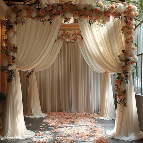 20x10ft Wrinkle Free Ivory Backdrop Curtain for Parties Soft Fabric Drapes Wedding Ivory Curtain Backdrop for, alternate view
