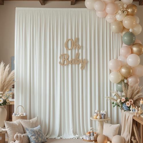 20x10ft Wrinkle Free Ivory Backdrop Curtains for Parties, 4 Panels 5x10ft Silky Polyester Photo Backdrop Drapes, alternate