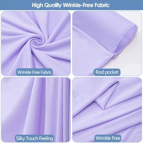 20x10ft Wrinkle Free Lavender Backdrop Curtain for Parties Soft Fabric Drapes Wedding Curtain Backdrop for, alternate view 4