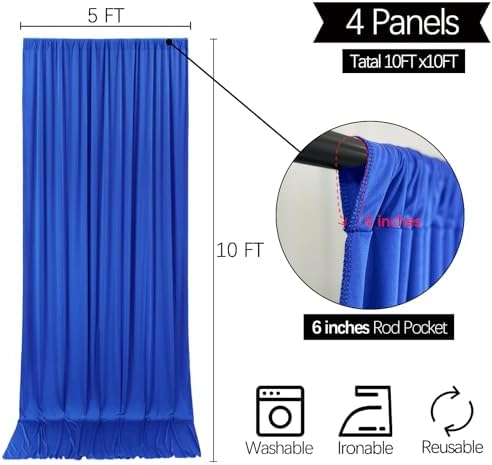 20x10FT Wrinkle Free Royal Blue Backdrop Curtains for Parties Blue Curtain Backdrop for Baby Shower Soft, alternate view 3