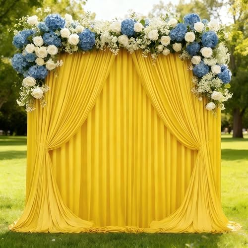 20x10ft Yellow Backdrop Curtain Panels for Parties - Wrinkle Free Polyester Photo Curtain Backdrop Wedding Back