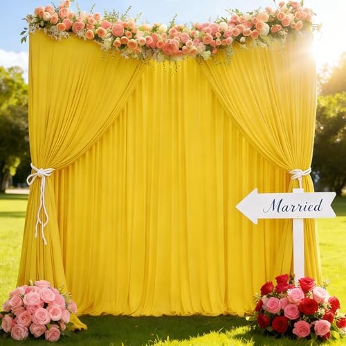 20x10ft Yellow Backdrop Curtain Panels for Parties - Wrinkle Free Polyester Photo Curtain Backdrop Wedding Back, alternate