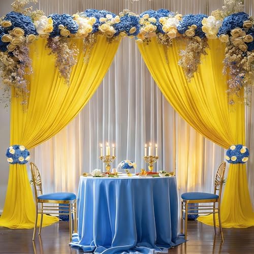 20x10ft Yellow Backdrop Curtain Panels for Parties - Wrinkle Free Polyester Photo Curtain Backdrop Wedding Back, alternate