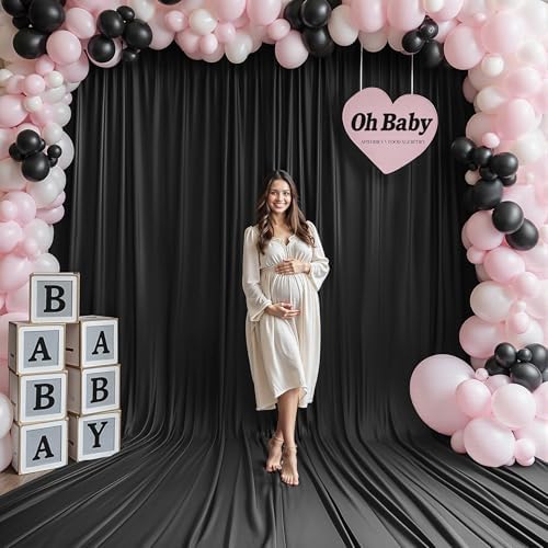 20x12 FT Black Backdrop Curtain for Parties Wrinkle Free Photo Backdrop Curtains Polyester Wedding Back Drop, alternate view