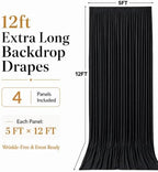20x12 ft Black Backdrop Curtains for Wedding, Halloween Party in 20FT(W) x 12FT(H) in Black, alternate view 6