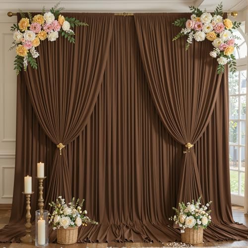 20x12 FT Brown Backdrop Curtain for Parties Wrinkle Free Photo Backdrop Curtains Polyester Wedding Back Drop