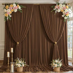 20x12 FT Brown Backdrop Curtain for Parties Wrinkle Free Photo Backdrop Curtains Polyester Wedding Back Drop