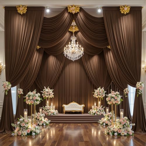 20x12 FT Brown Backdrop Curtain for Parties Wrinkle Free Photo Backdrop Curtains Polyester Wedding Back Drop, alternate view