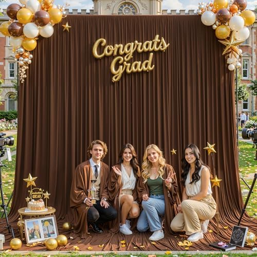 20x12 FT Brown Backdrop Curtain for Parties Wrinkle Free Photo Backdrop Curtains Polyester Wedding Back Drop, alternate view