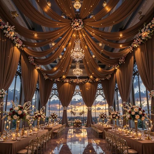 20x12 FT Brown Backdrop Curtain for Parties Wrinkle Free Photo Backdrop Curtains Polyester Wedding Back Drop, alternate view