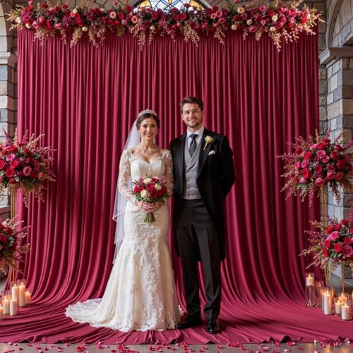 20x12 FT Burgundy Backdrop Curtain for Parties Wrinkle Free Photo Backdrop Curtains Polyester Wedding Back Drop, alternate
