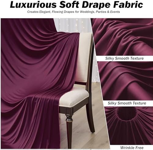 20x12 ft Burgundy Backdrop Curtains for Weddings, Birthdays and Photos in 20x12 ft, alternate view 4