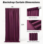 20x12 ft Burgundy Backdrop Curtains for Weddings, Birthdays and Photos in 20x12 ft, alternate view 6