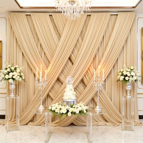 20x12 ft Champagne Backdrop Curtains for Weddings, Birthdays and Photos in 20x12 ft, alternate view 2