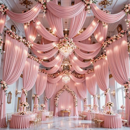20x12 FT Dusty Rose Backdrop Curtain for Parties Wrinkle Free Photo Backdrop Curtains Polyester Wedding Back, alternate view