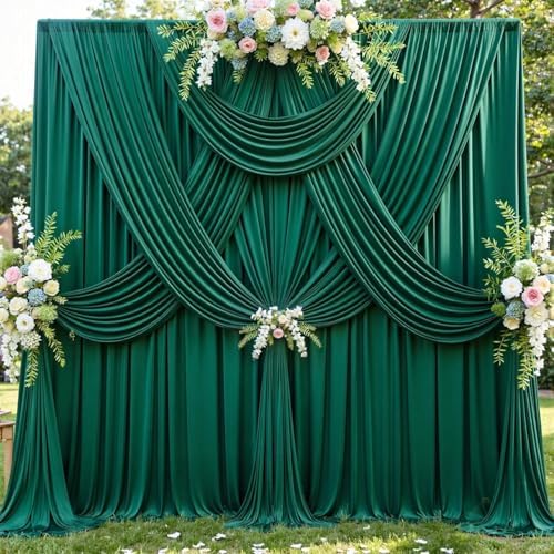 20x12 ft Forest Green Backdrop Curtains for Weddings, Birthdays and Photos in 20x12 ft, alternate view 2
