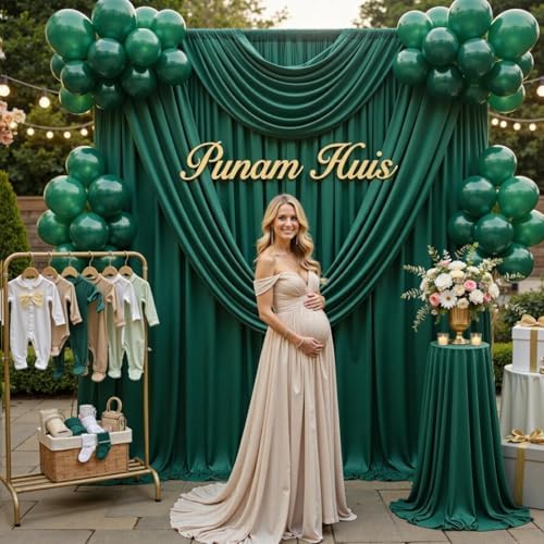 20x12 ft Forest Green Backdrop Curtains for Weddings, Birthdays and Photos in 20x12 ft, alternate view 5