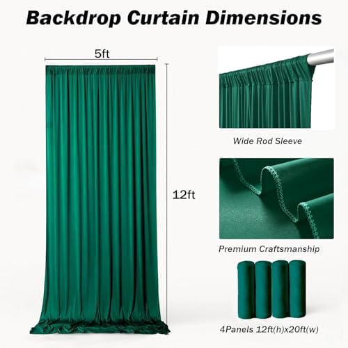 20x12 ft Forest Green Backdrop Curtains for Weddings, Birthdays and Photos in 20x12 ft, alternate view 6