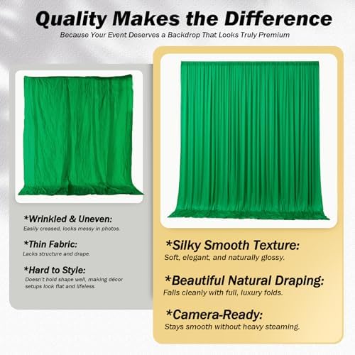20x12 ft Green Backdrop Curtains for Weddings Parties, Birthdays and Photos in 20x12 ft, alternate view 4