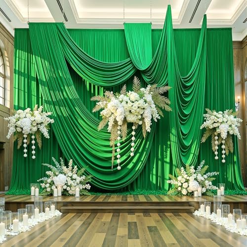 20x12 ft Green Backdrop Curtains for Weddings Parties, Birthdays and Photos in 20x12 ft, alternate view 6