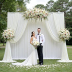 20x12 ft Ivory Backdrop Curtains for Weddings Parties, Birthdays and Photos in 20x12 ft, alternate view 3