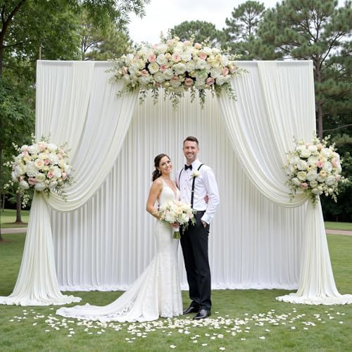 20x12 ft Ivory Backdrop Curtains for Weddings Parties, Birthdays and Photos in 20x12 ft, alternate view 3