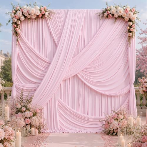 20x12 ft Light Pink Backdrop Curtains for Weddings, Birthdays and Photos in 20x12 ft