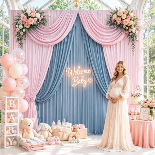 20x12 ft Light Pink Backdrop Curtains for Weddings, Birthdays and Photos in 20x12 ft, alternate view 6