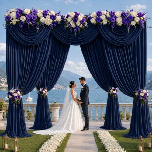 20x12 ft Navy Blue Backdrop Curtains for Wedding, Party and Photo in 20FT(W) x 12FT(H) in Navy Blue, alternate view 2