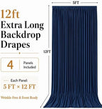 20x12 ft Navy Blue Backdrop Curtains for Wedding, Party and Photo in 20FT(W) x 12FT(H) in Navy Blue, alternate view 6