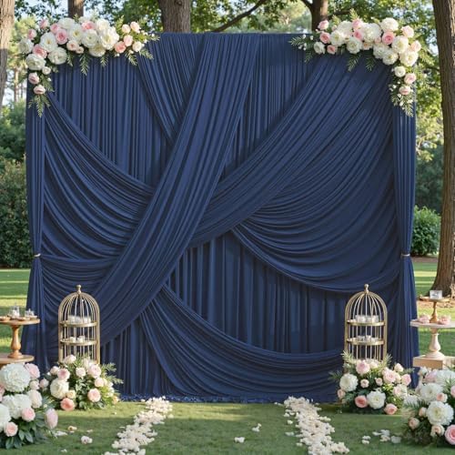 20x12 ft Navy Blue Backdrop Curtains for Weddings, Birthdays and Photos in 20x12 ft