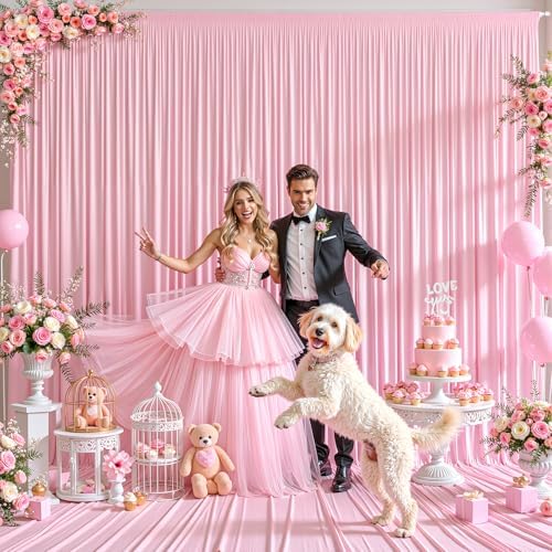 20x12 FT Pink Backdrop Curtain for Parties Wrinkle Free Photo Backdrop Drapes 12ft Long Polyester Draping Back, alternate