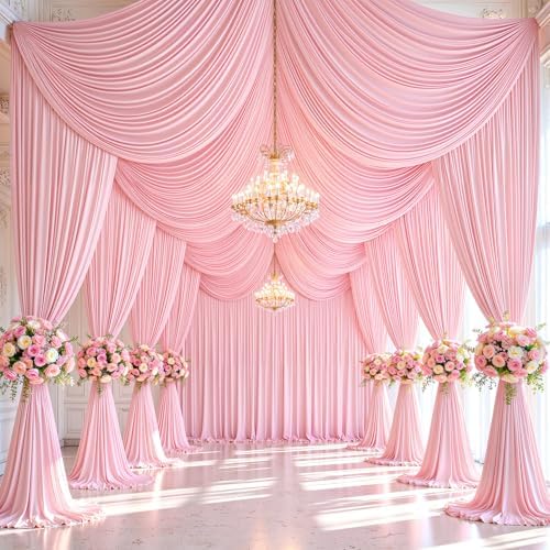 20x12 FT Pink Backdrop Curtain for Parties Wrinkle Free Photo Backdrop Drapes 12ft Long Polyester Draping Back, alternate