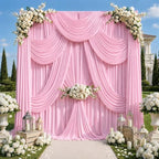 20x12 ft Pink Backdrop Curtains for Wedding, Party and Photo in 20FT(W) x 12FT(H) in Pink