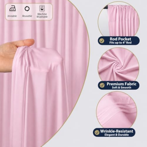 20x12 ft Pink Backdrop Curtains for Wedding, Party and Photo in 20FT(W) x 12FT(H) in Pink, alternate view 4