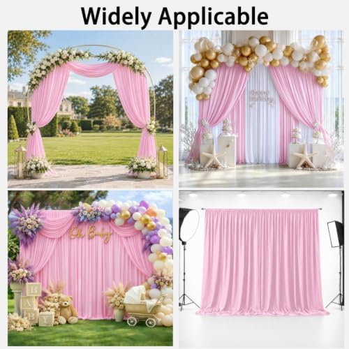 20x12 ft Pink Backdrop Curtains for Wedding, Party and Photo in 20FT(W) x 12FT(H) in Pink, alternate view 5